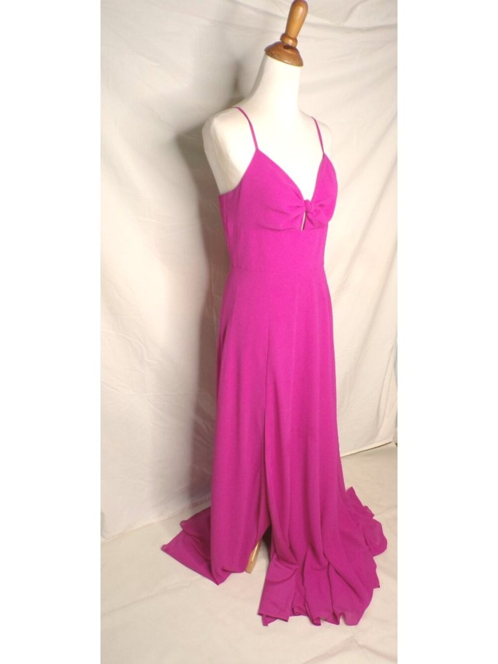 🆕DRESS THE POPULATION Cambria Twist Front Slit Gown Dress Fuchsia Medium 6-8 - Picture 7 of 9